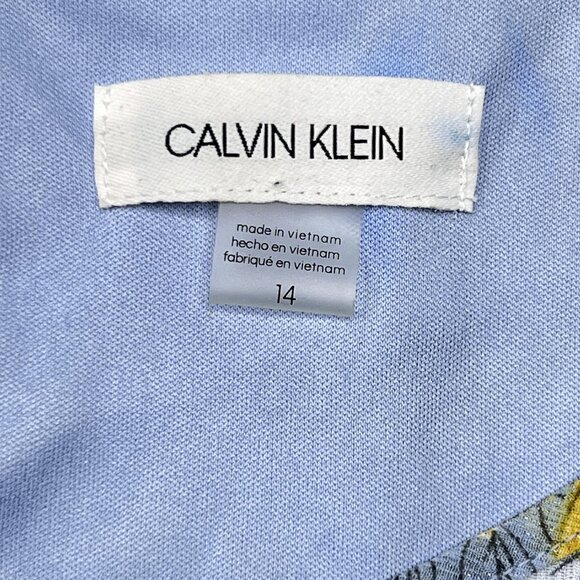 Calvin Klein Floral Printed Crepe Tie Waist Ruffle Midi A-Line Dress Sz 14 NWOT - Picture 8 of 10